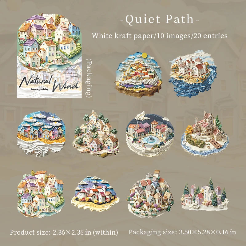 Scenery Decorative Stickers — 20 Piece Set for Scrapbooking & Journals