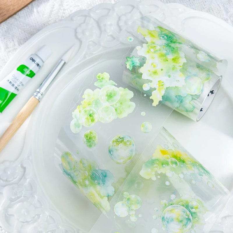 Water Splash PET Washi Tape — Decorative Adhesive for Scrapbooking & Journals