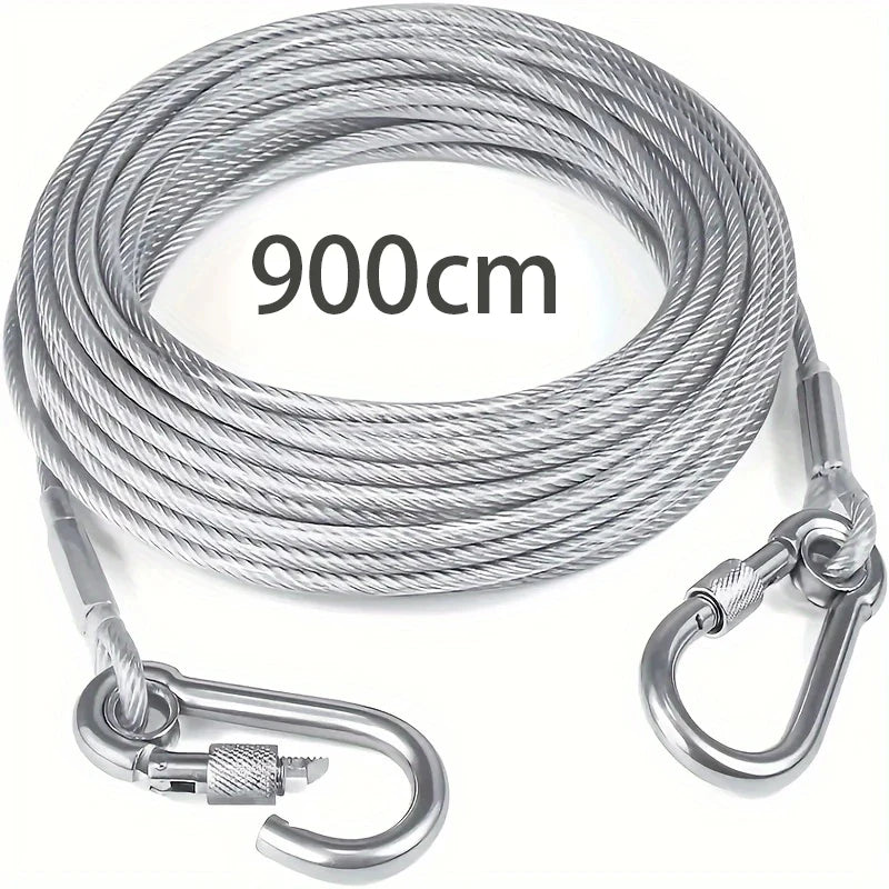 Heavy-Duty Stainless Steel Dog Tie-Out Cable — Reflective Outdoor Leash