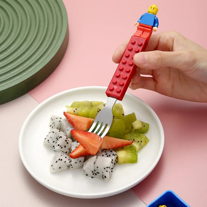 Creative Building Block Cutlery Set — Portable Stainless Steel Fork and Spoon