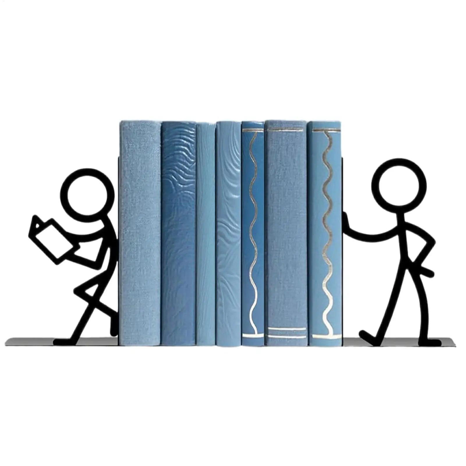 Abstract Metal Bookends — Heavy Duty Non-Slip Shelf Decor