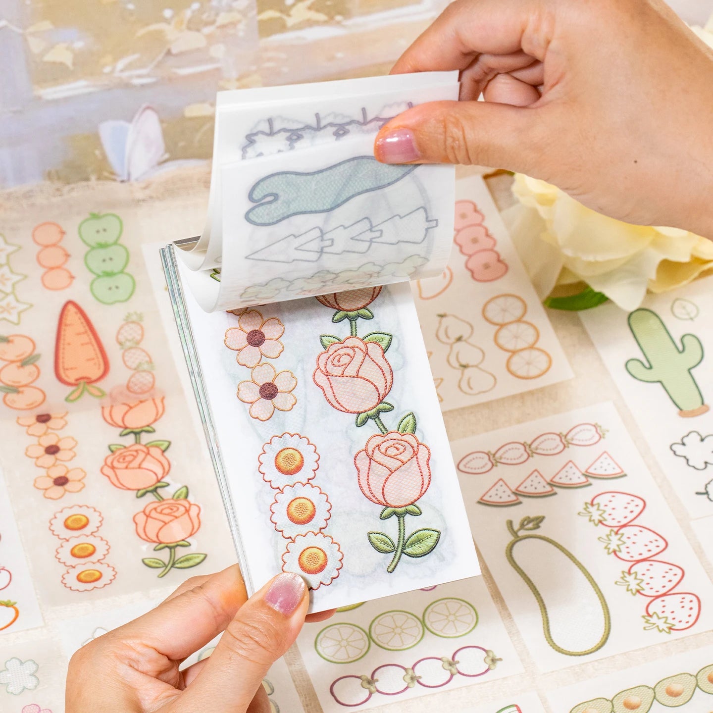 Plant and Fruit Series Sticker Book — Aesthetic Die-Cut Stationery for Scrapbooking
