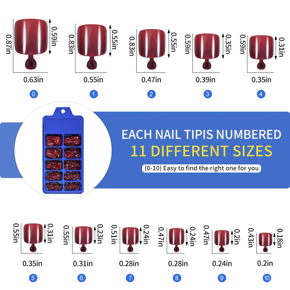 100pc Press On Toenails — Short Square Fake Nail Set for Manicure