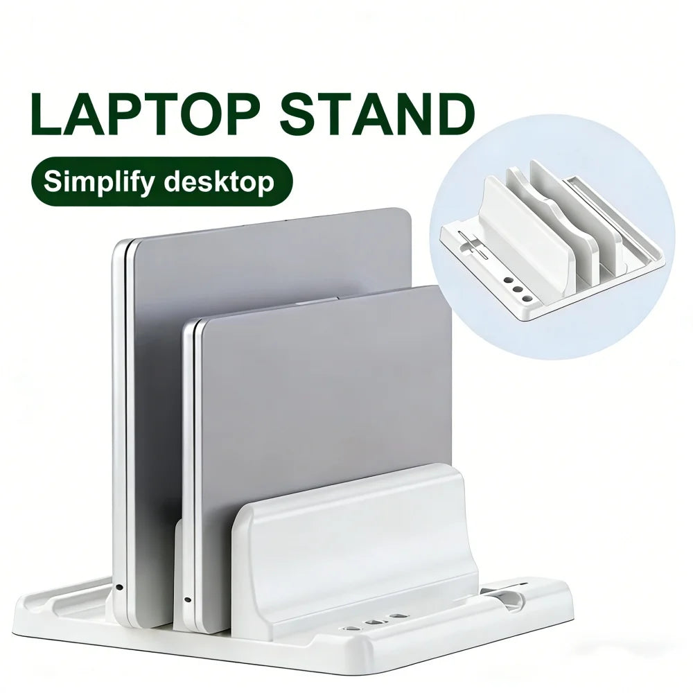 Adjustable Vertical Laptop Stand — Space-Saving Desktop Organizer