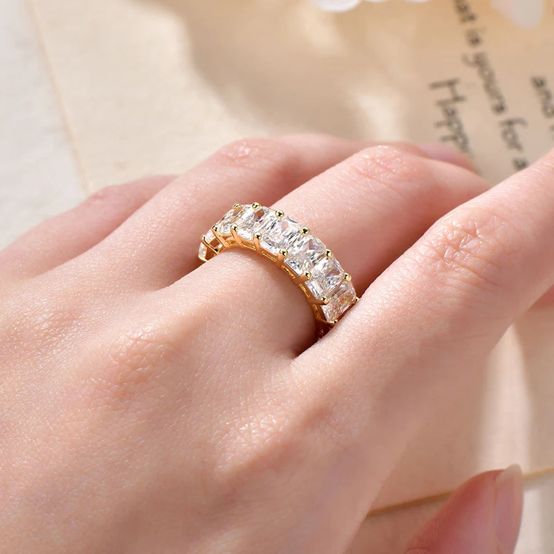 Lnngy Radiant Cut Moissanite Eternity Ring — 14k Gold Filled Wedding Band