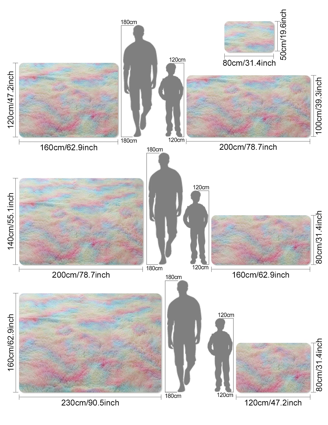 FORSWAN Rainbow Kids Area Rug — Soft Colorful Bedroom Floor Mat