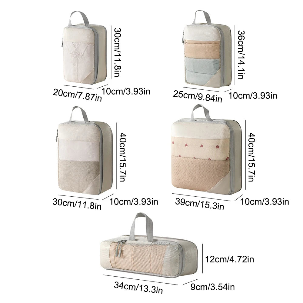 Compressed Clothing Storage Bag Set — Space-Saving Travel Organizer