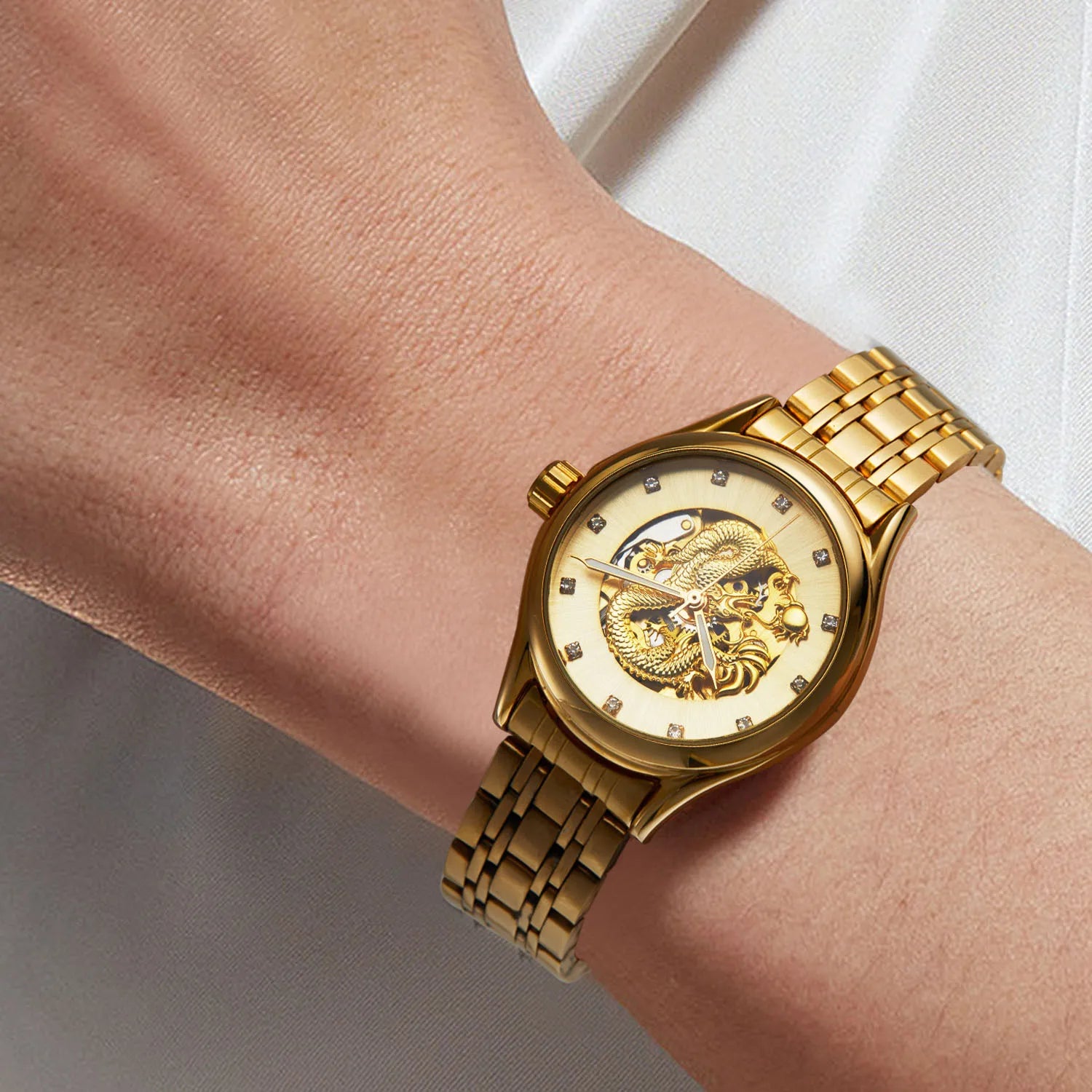 T-WINNER Luxury Dragon Skeleton Watch — Automatic Mechanical Women's Timepiece