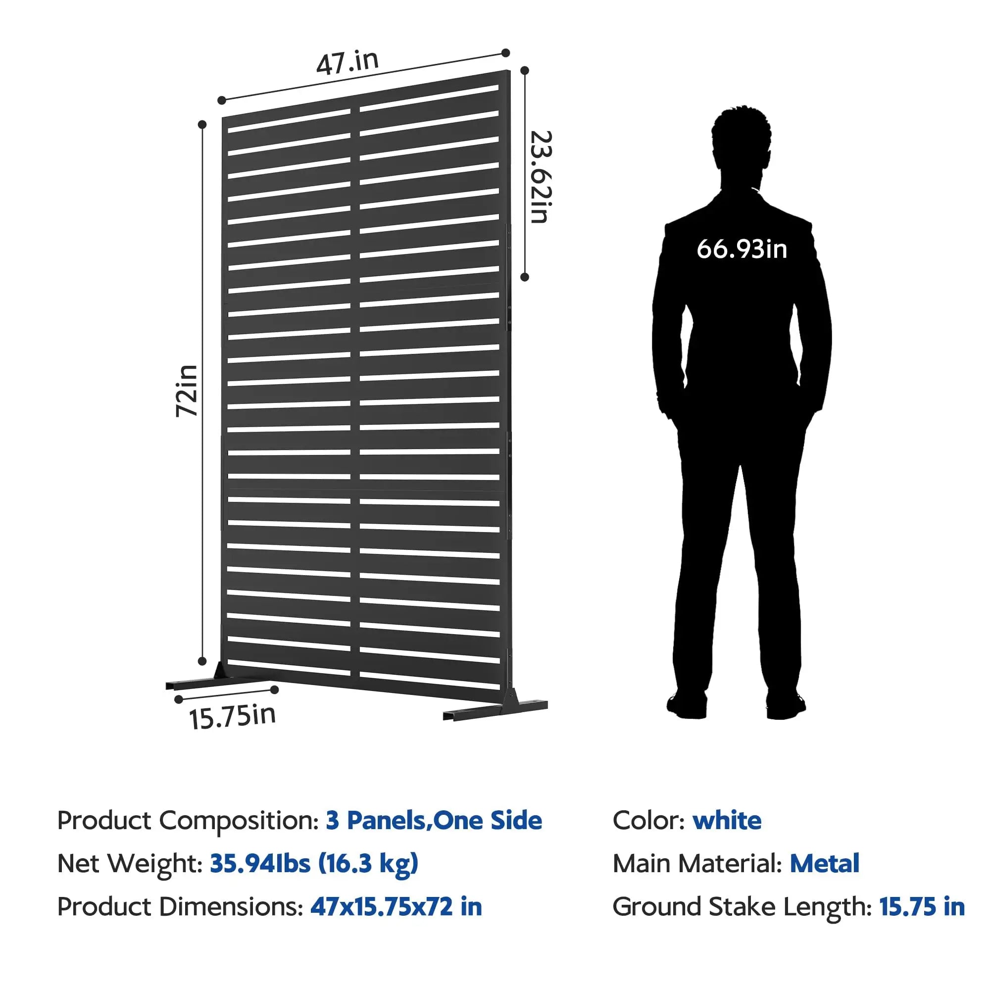 HiMISS 6FT Metal Privacy Fence — Freestanding Outdoor Screen Panel