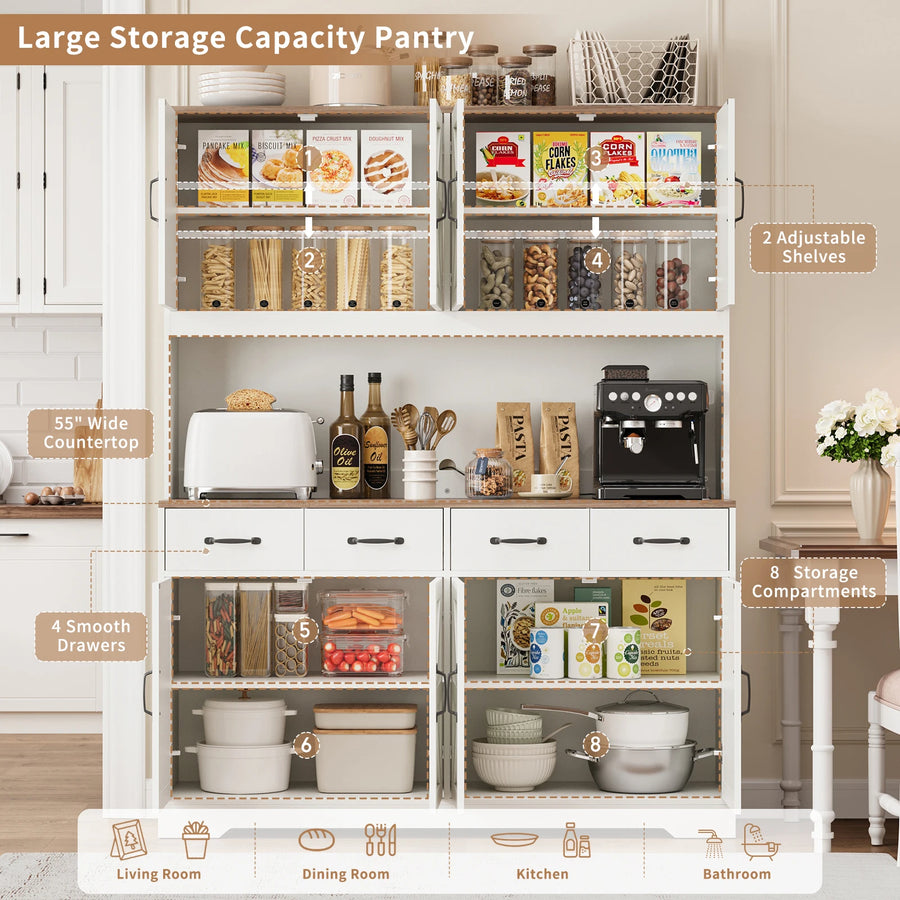 Yanosaku Kitchen Storage Cabinet — Modern Pantry with Built-In Charging Station
