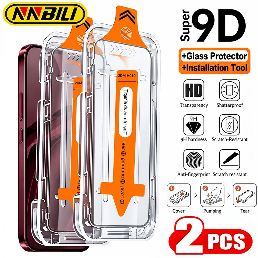 NNBILI Tempered Glass Screen Protector — Full Coverage with Auto-Alignment Kit