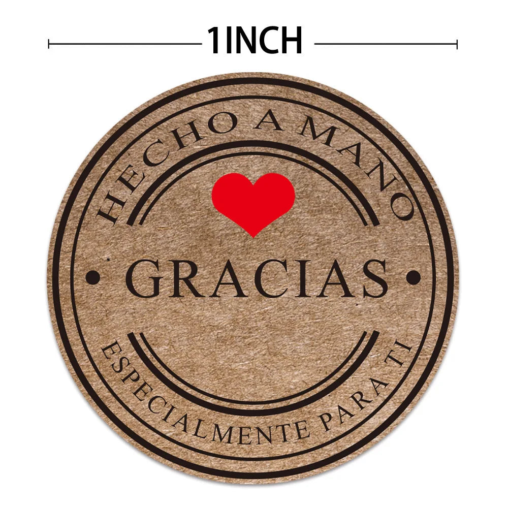 Kraft Gracias Thank You Stickers — Decorative Spanish Labels for Crafts