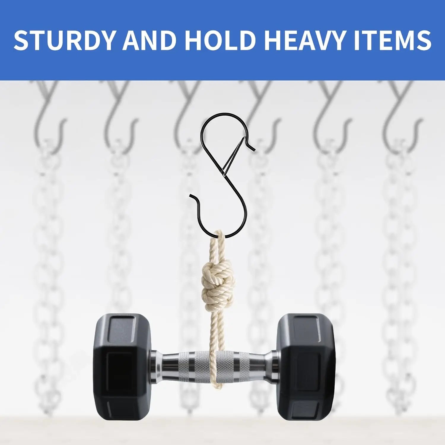 Stainless Steel S-Shaped Hooks — Heavy Duty Hanging Clips with Safety Buckles