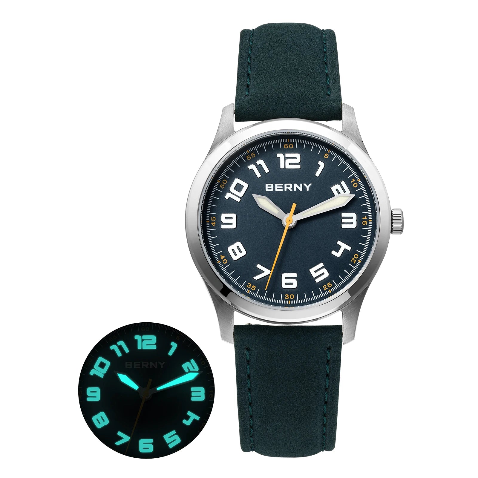 BERNY Men's Quartz Watch — Precision Miyota Movement with Leather Strap