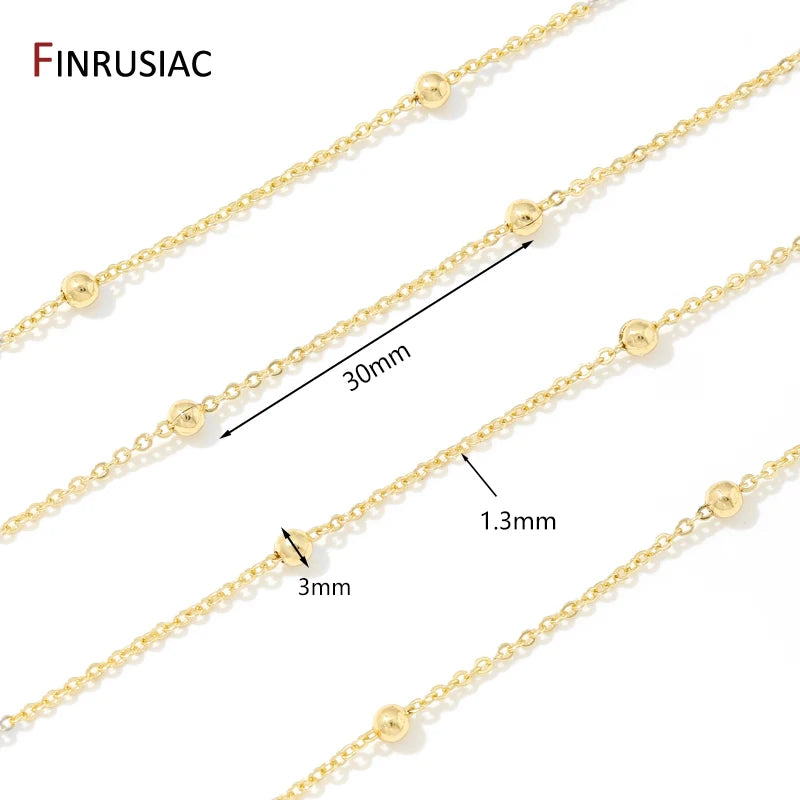 FINRUSIAC 14K Gold Plated Brass Cable Chain — DIY Jewelry Making Supplies
