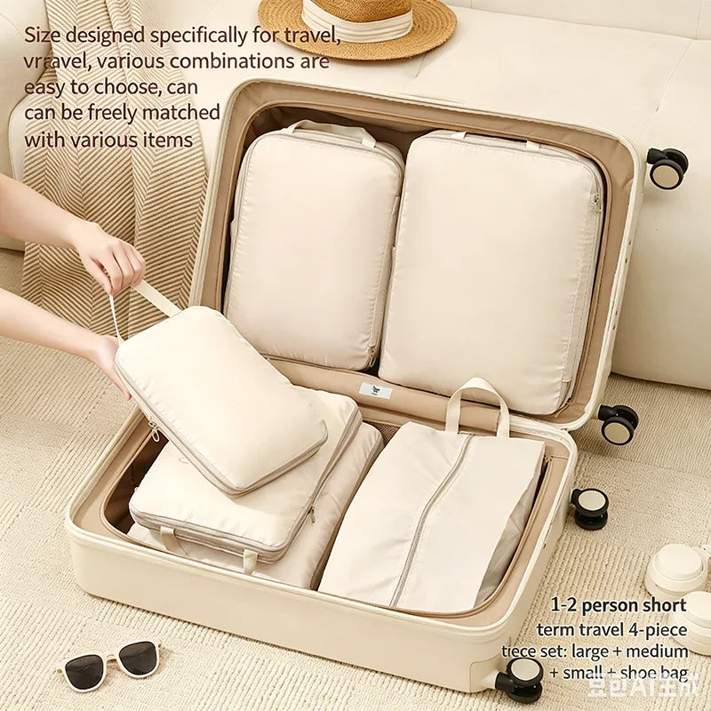 Travel Luggage Organizer Set — Multi-Purpose Storage Bags with Toiletry Pouch