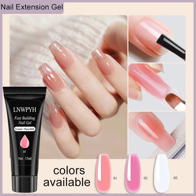 LNWPYH Nail Extension Gel Set — Professional Manicure Kit with Slip Solution