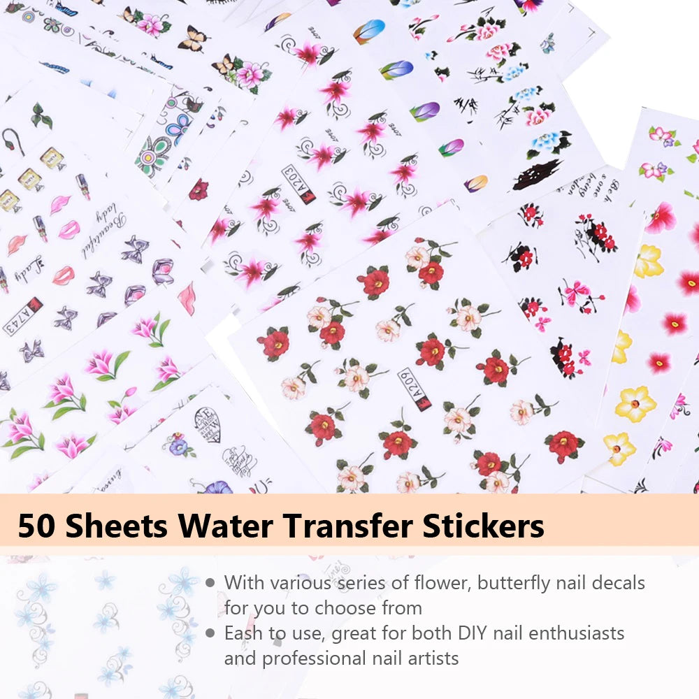 Art lalic Nail Art Decals — 50 Sheets of Mixed Water Transfer Stickers