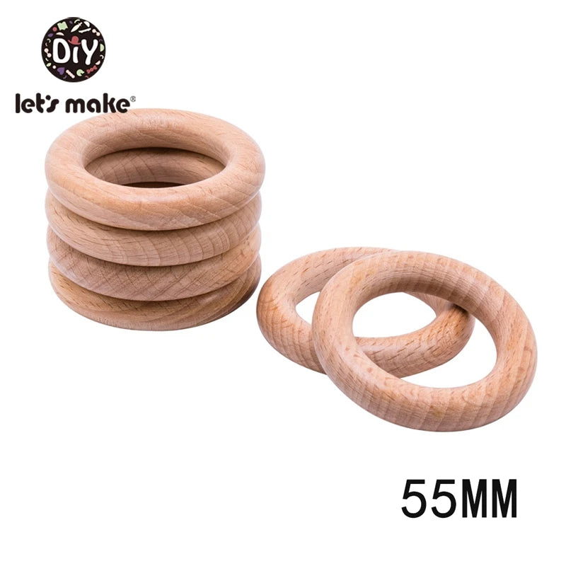 Natural Beech Wood Rings — 50pc DIY Teether & Craft Accessory Set