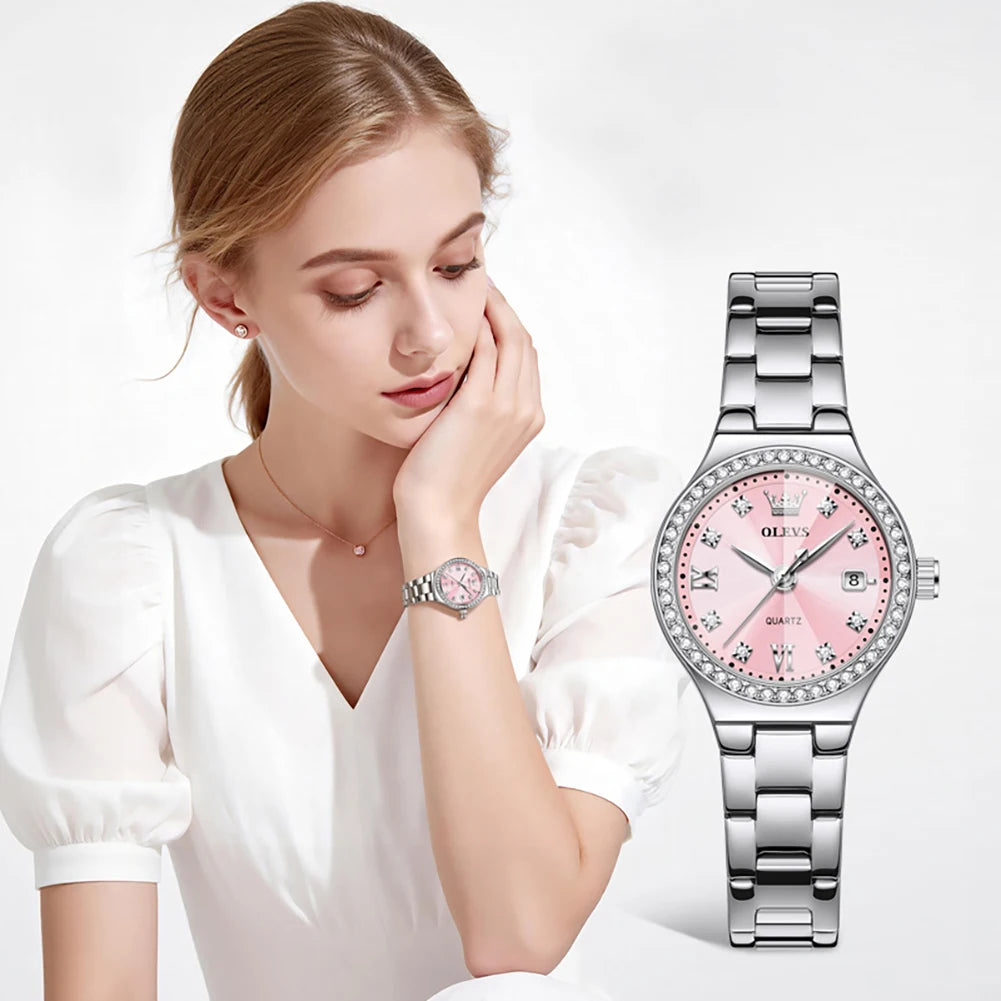 OLEVS 5628 Women's Quartz Watch — Elegant Stainless Steel Jewelry Gift