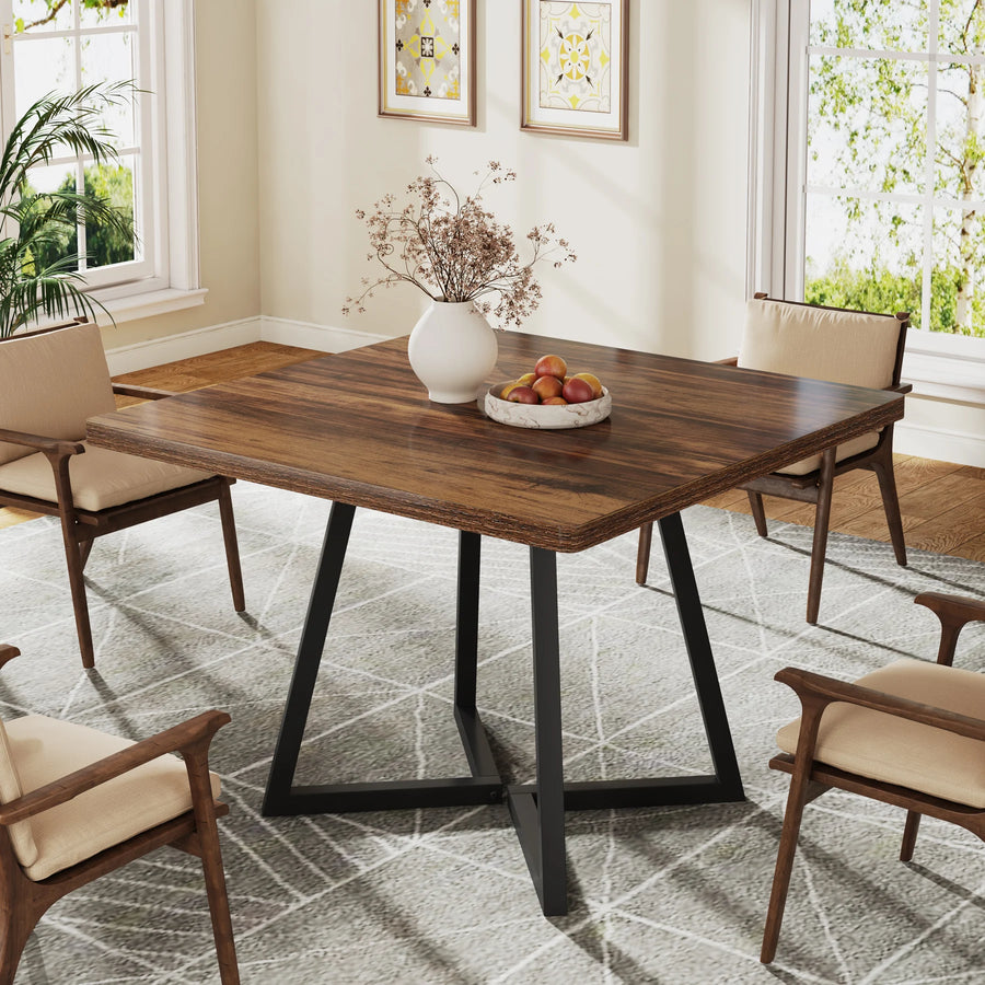 Tribesigns Square Dining Table — Industrial Wood & Metal Kitchen Table