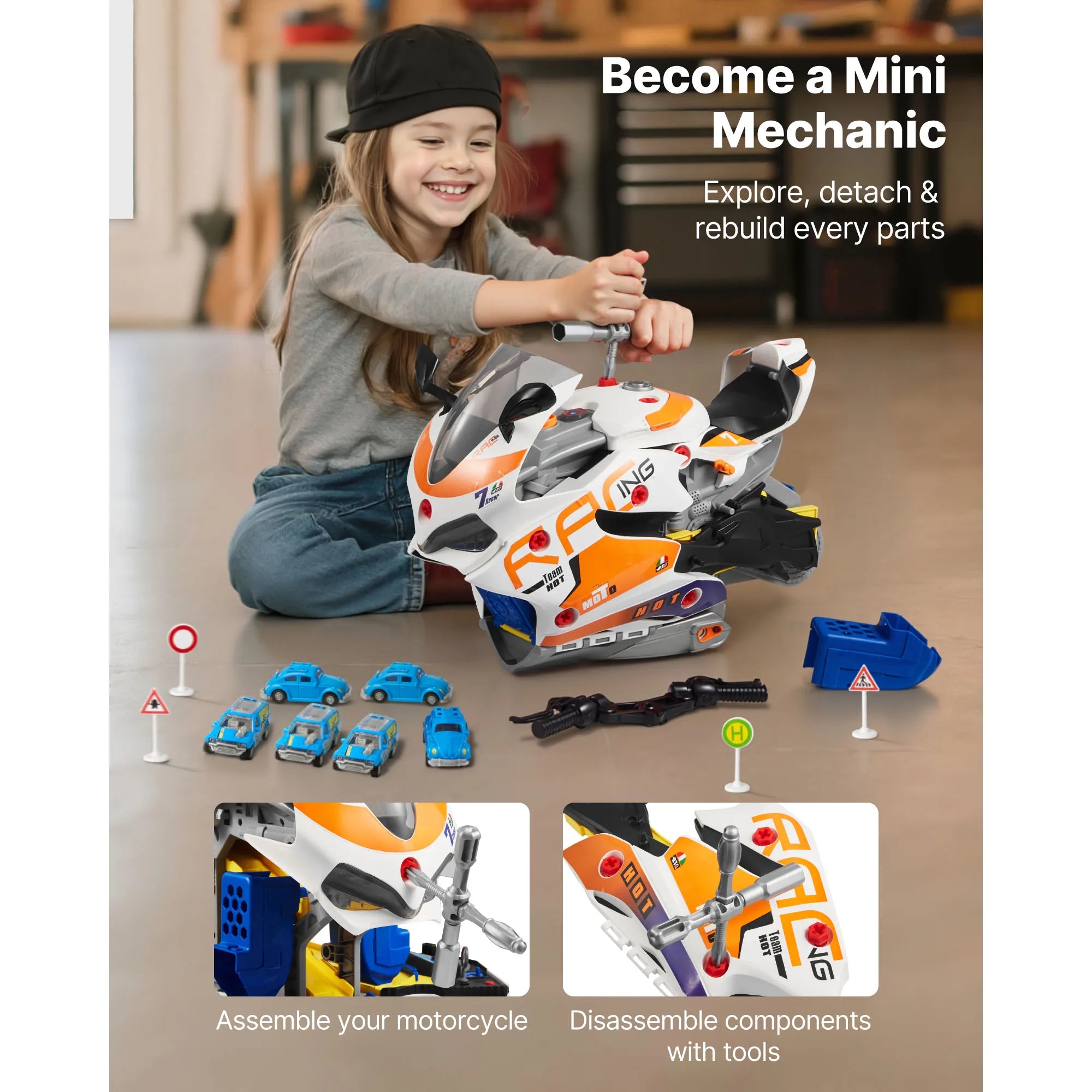 SucceBuy Motorcycle Engine Mechanic Set — 25-Piece STEM Repair Toy