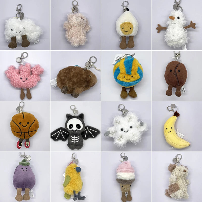 WANGYIXIN Plush Keychain Charm — Cute Marshmallow & Animal Backpack Accessory