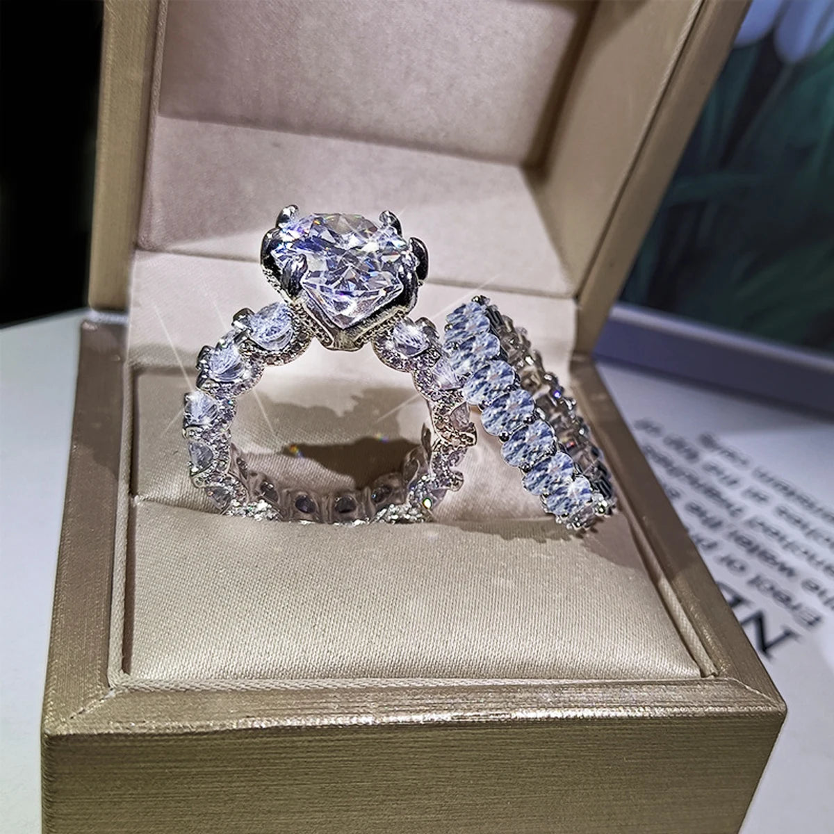 LYEE CYEE Moissanite Ring Set — 925 Sterling Silver Bridal Jewelry