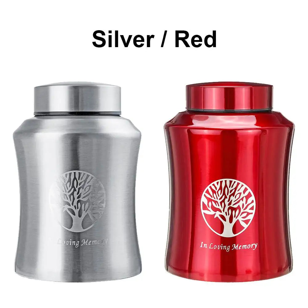 Stainless Steel Memorial Urn — Small Pet or Human Cremation Storage Jar
