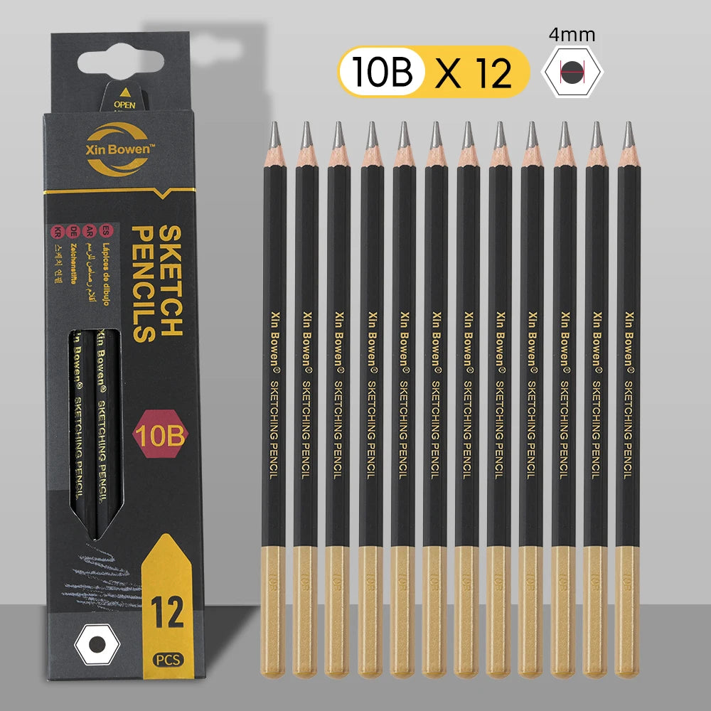 Professional Graphite Sketching Pencil Set — 12 Pieces for Shading and Drawing