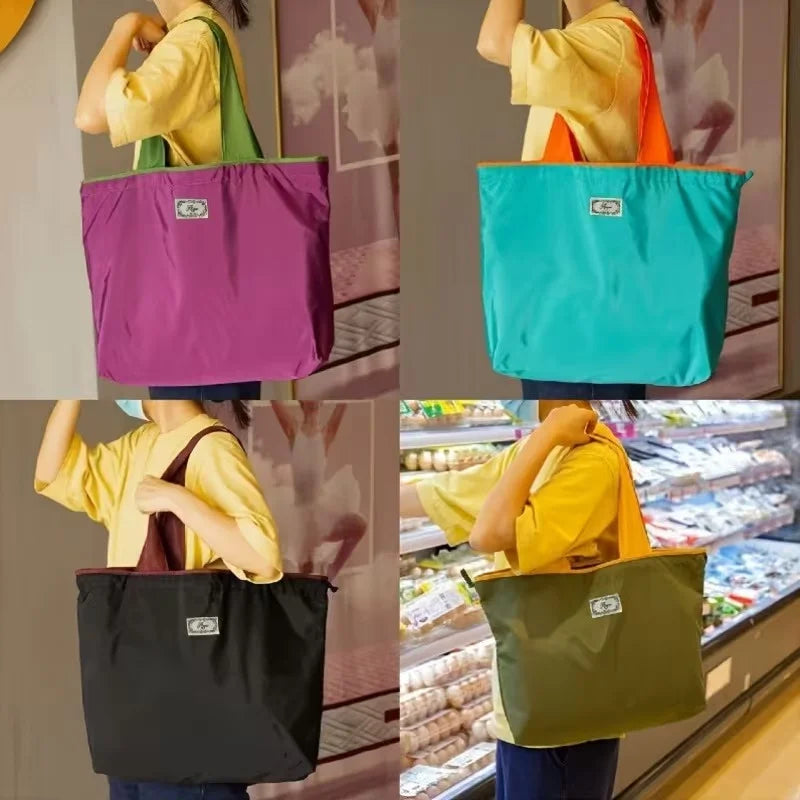 Large-Capacity Foldable Tote Bag — Lightweight Geometric Print Shopping Bag