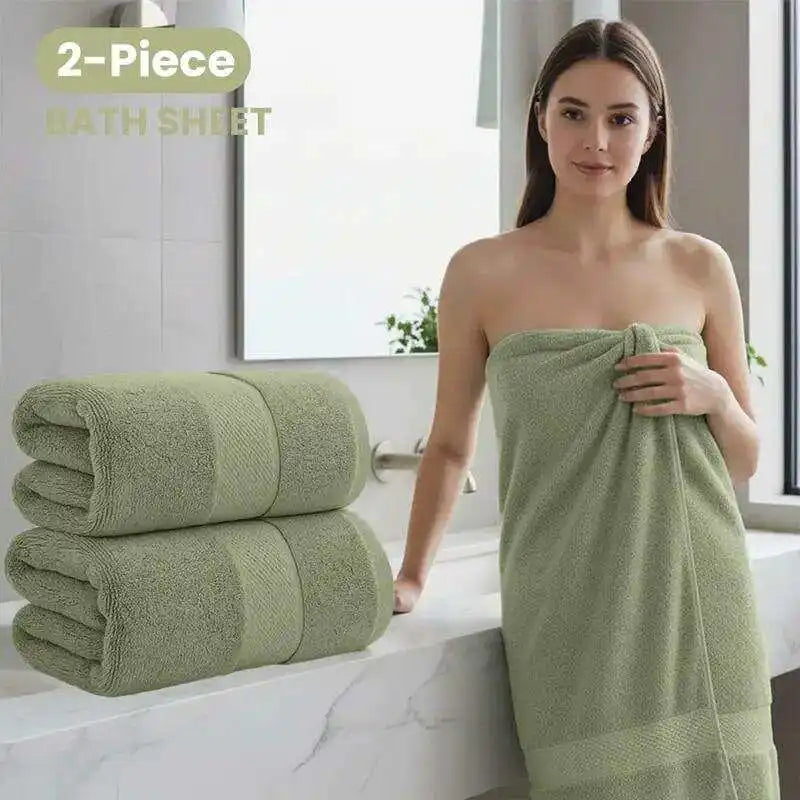 Oversized Cotton Bath Towel Set — Extra Large Absorbent Bath Sheets