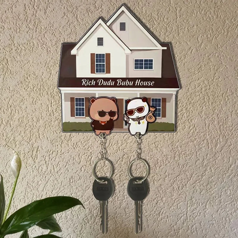 Cartoon Acrylic Key Holder — Decorative Wall Organizer & Fridge Magnet
