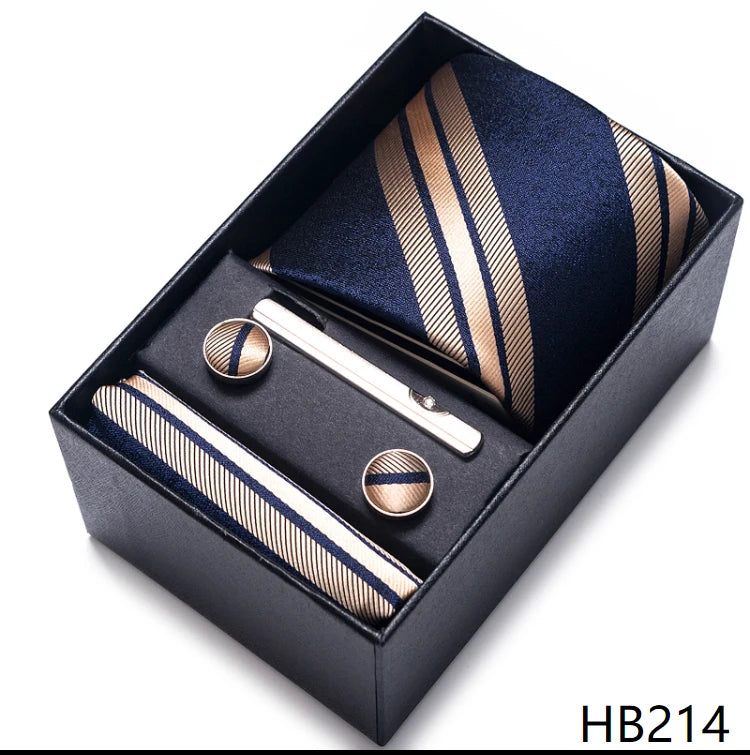 VanGise Men's Necktie Set — Business Tie, Cufflinks, and Pocket Square Kit
