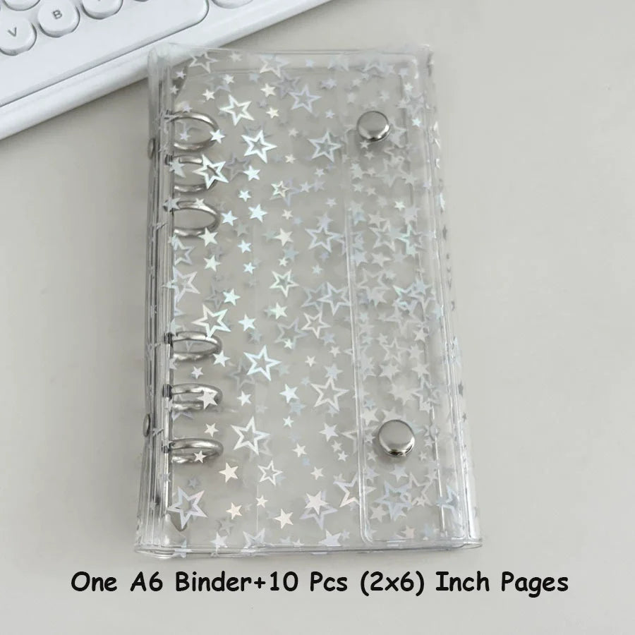 HarPaper Glitter Photo Booth Album — Clear A6 Binder for 2x6 Inch Photo Strips