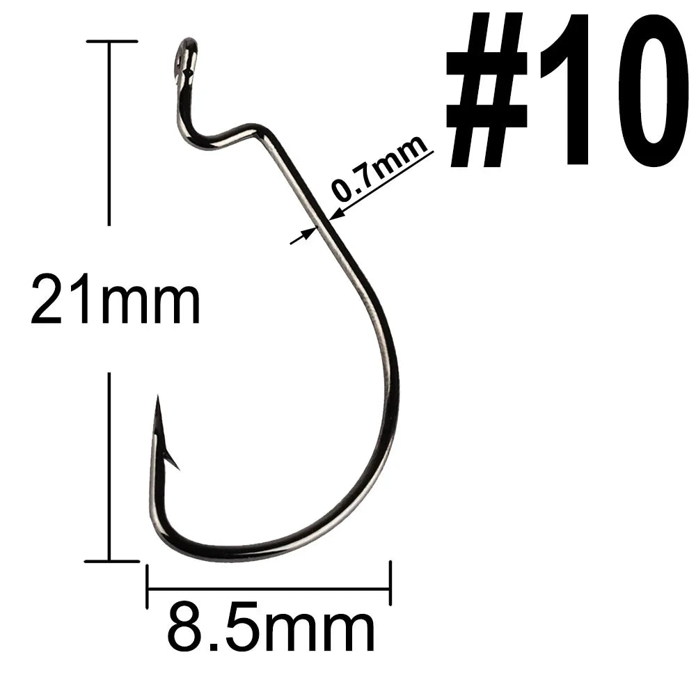 facifa Wide Gap Worm Fishing Hooks — High Carbon Steel Lures with Storage Box