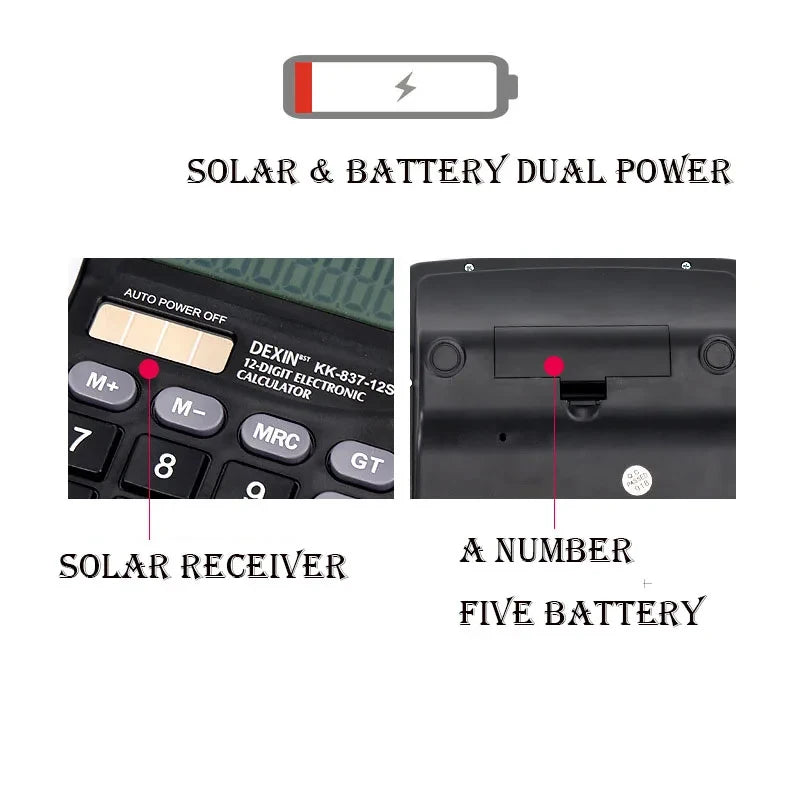 Firsting 12-Digit Large LCD Calculator — Dual Power Desktop Office Tool
