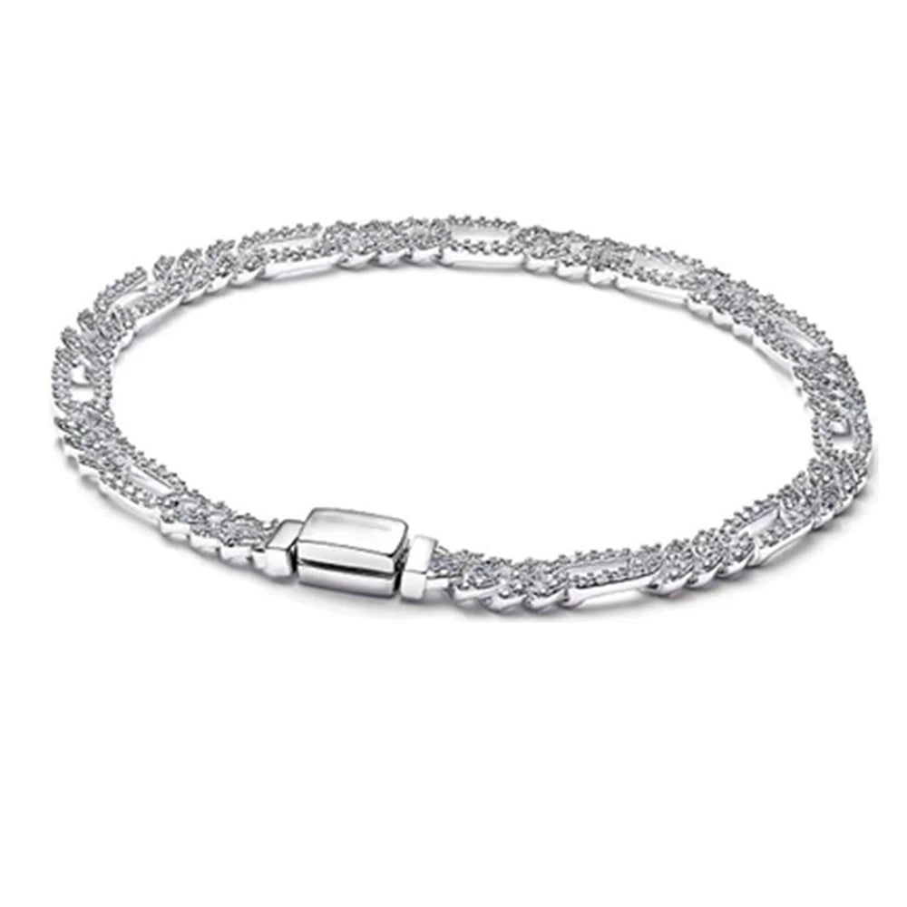Potdemiel 925 Sterling Silver Charm Bracelet — Elegant Multi-Color Zircon Jewelry