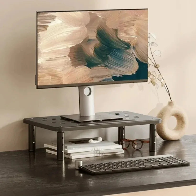 VIKEFON Steel Monitor Riser — 3-Level Adjustable Desk Organizer