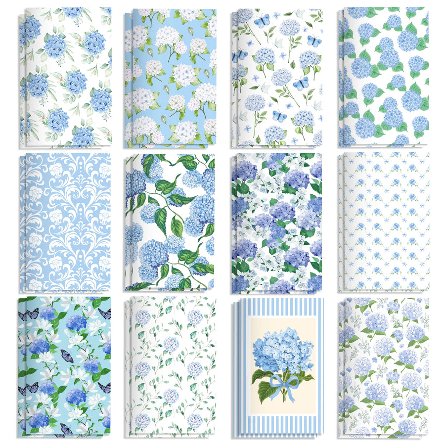 Hydrangea Macrophylla Flower Mini Notebooks — Portable Pocket Diary Set