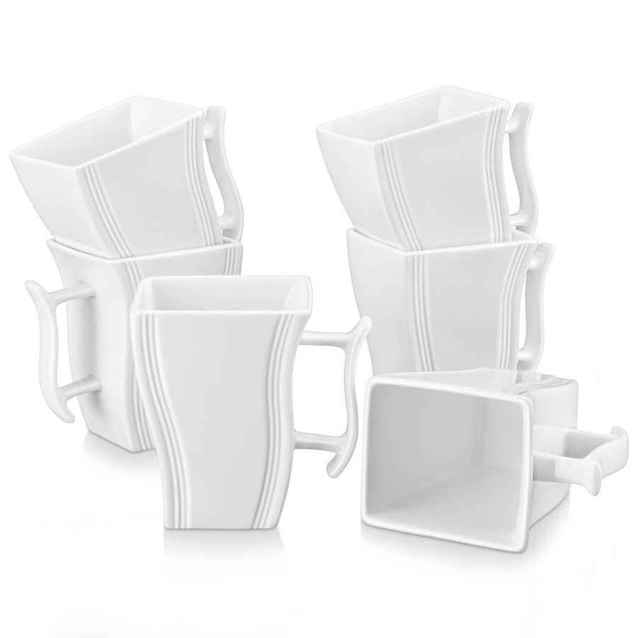 MALACASA 6-Piece Porcelain Coffee Set — Elegant Marble Style Mugs