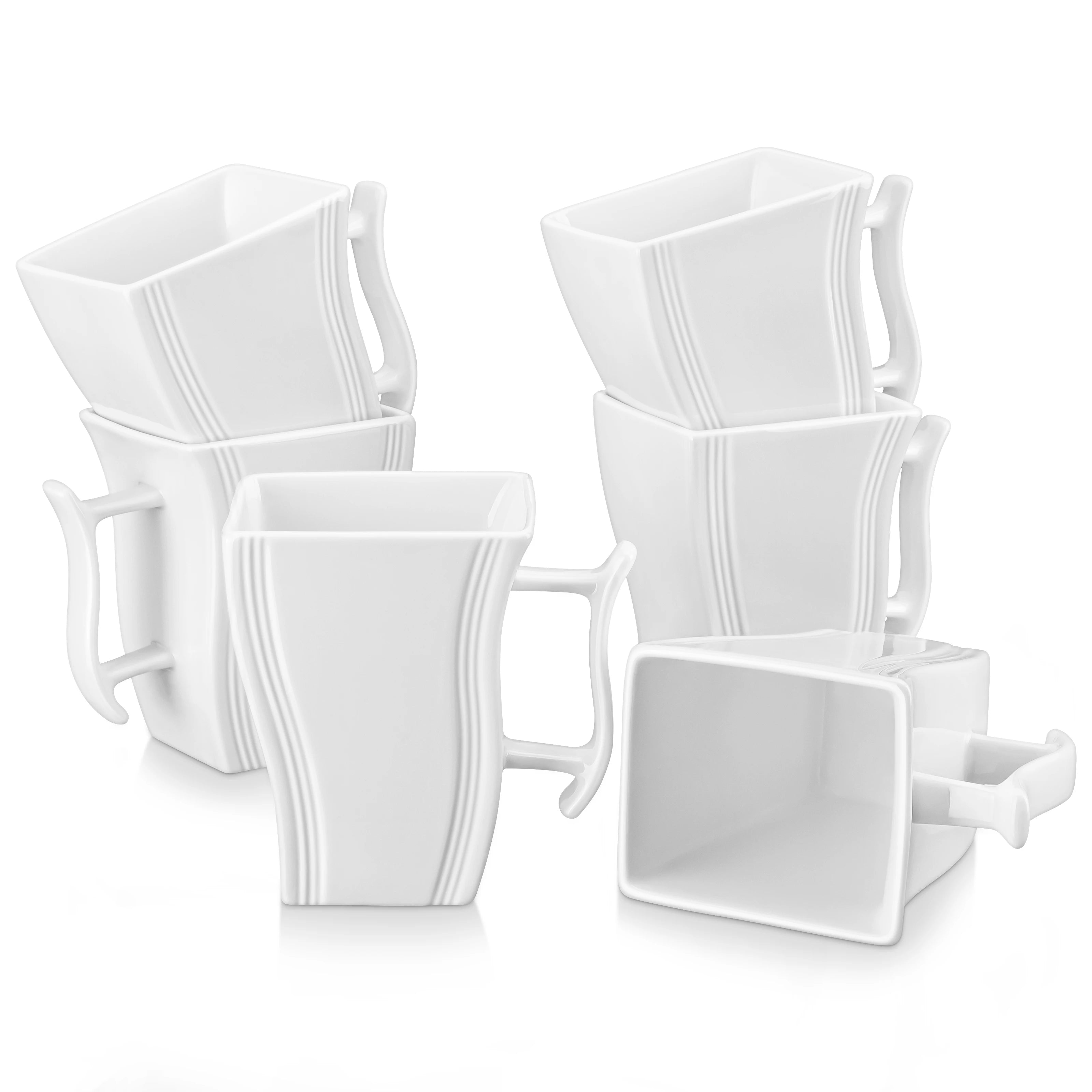 MALACASA 6-Piece Porcelain Coffee Set — Elegant Marble Style Mugs