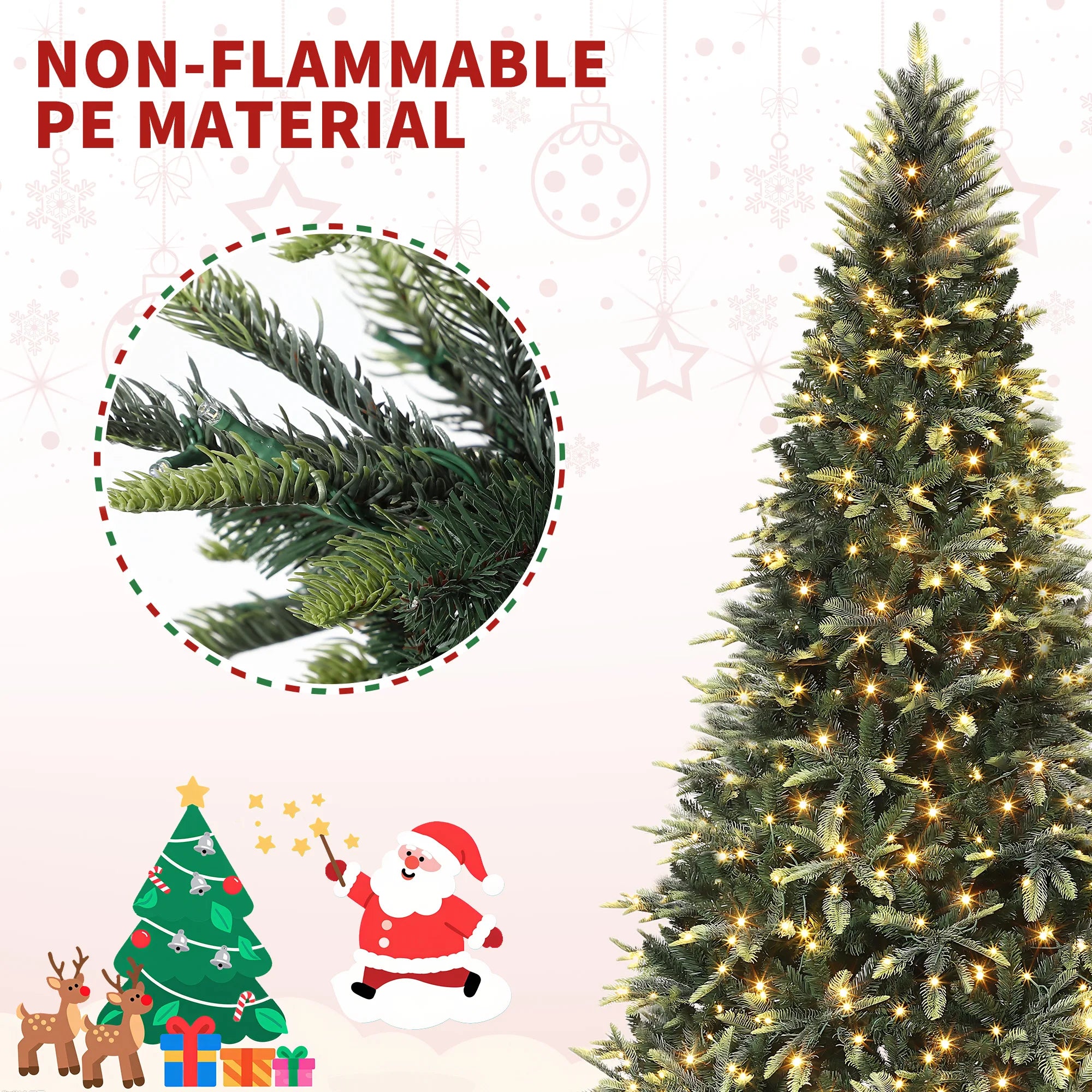 GAOMON Pre-Lit Pencil Christmas Tree — Slim Design for Small Spaces