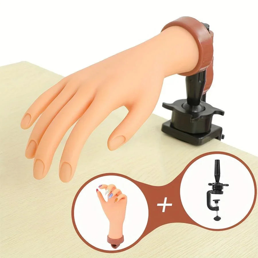 Nail Art Practice Hand — Flexible Manicure Training Model