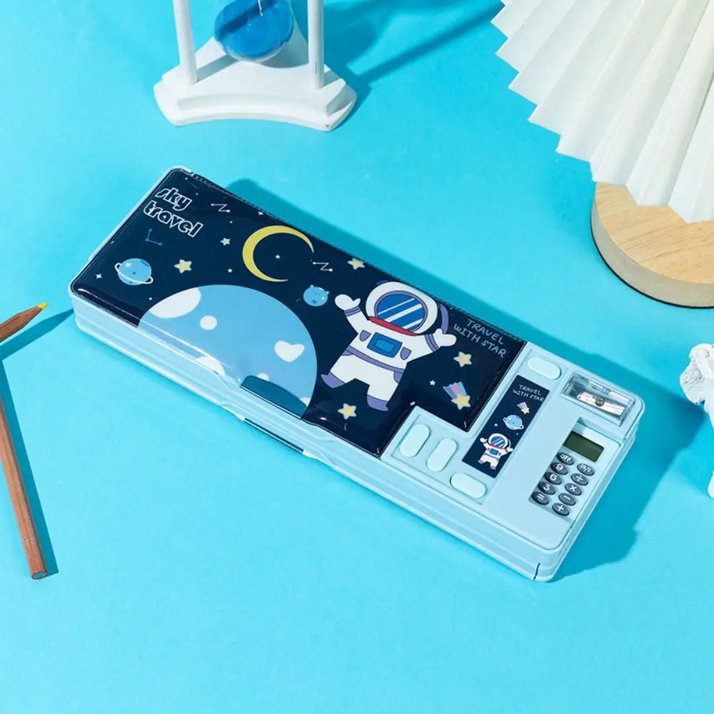Double Layer Pencil Case — Multi-Functional Stationery Box with Calculator