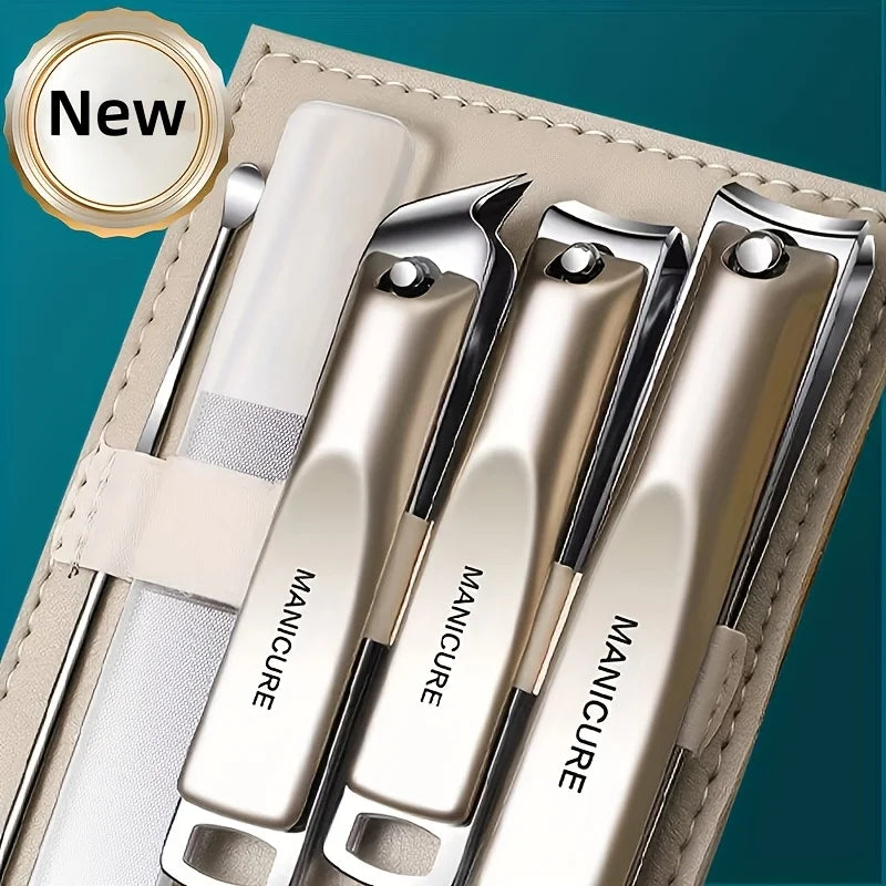 Professional Manicure and Pedicure Set — Five-Piece Grooming Kit with Storage Case