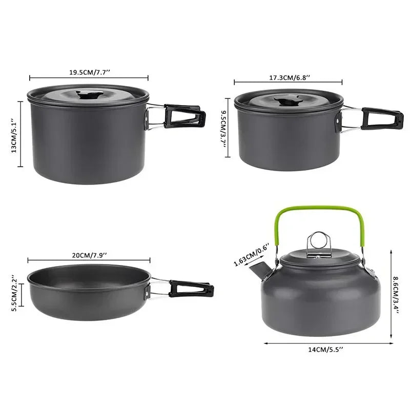 Portable Camping Cookware Set — Lightweight Aluminum Pot and Pan Kit