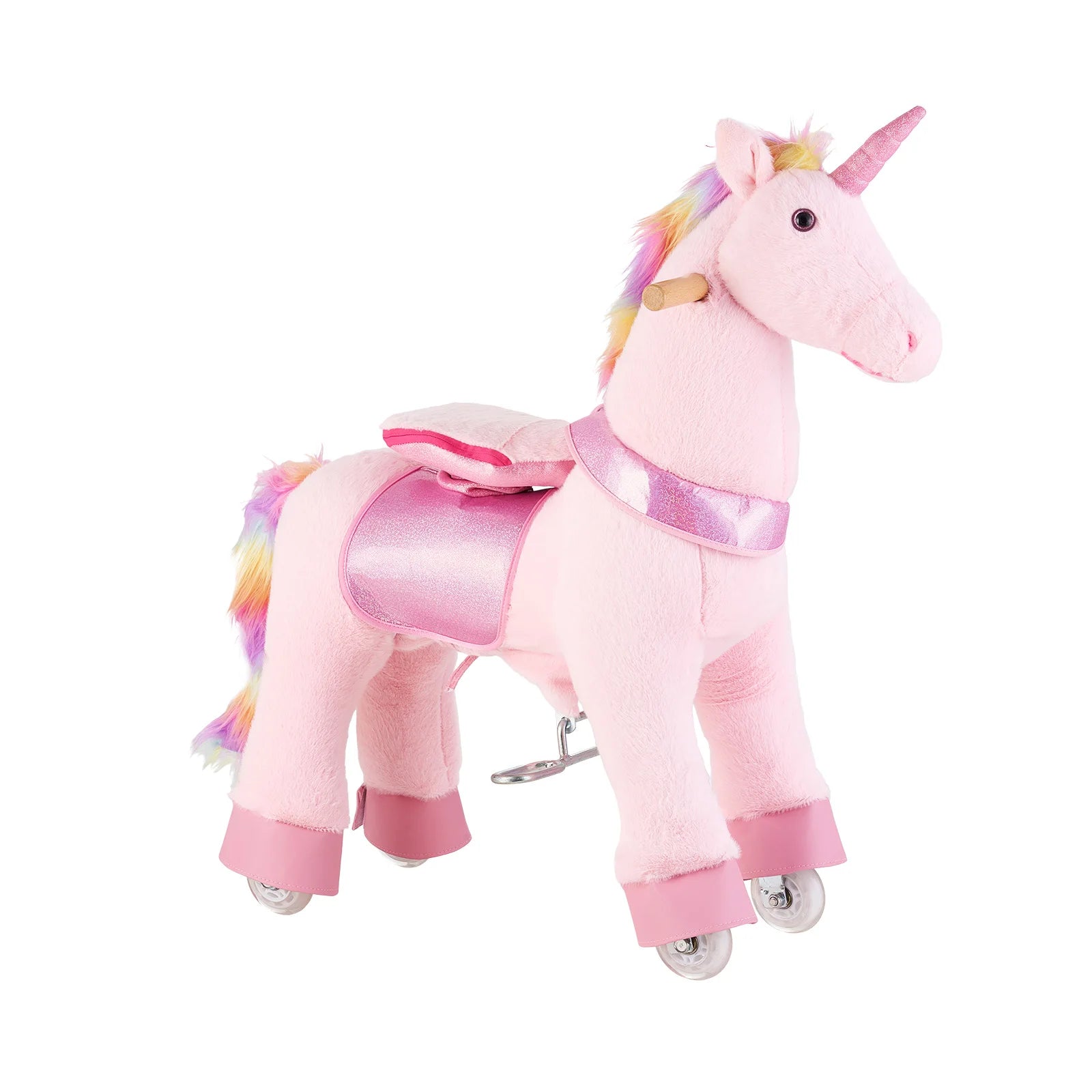 SucceBuy Pink Unicorn Ride On Toy — Interactive Musical Horse for Kids