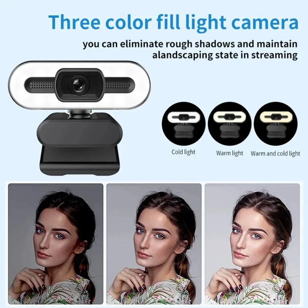 High-Definition Auto Focus Webcam — Built-in Microphone & Light for Streaming