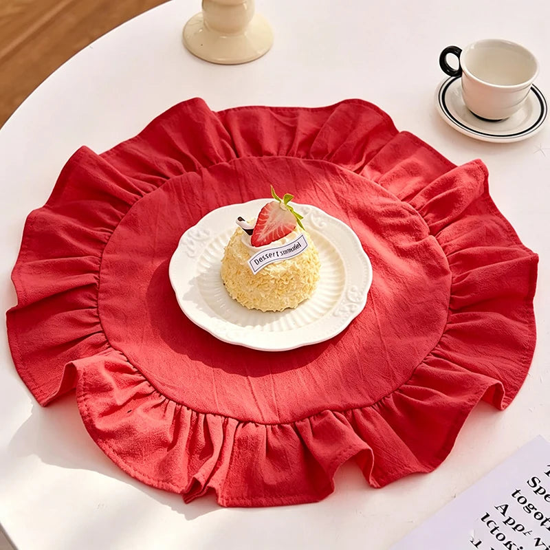 Cotton Ruffle Placemats and Napkins — Elegant Table Decor for Dining